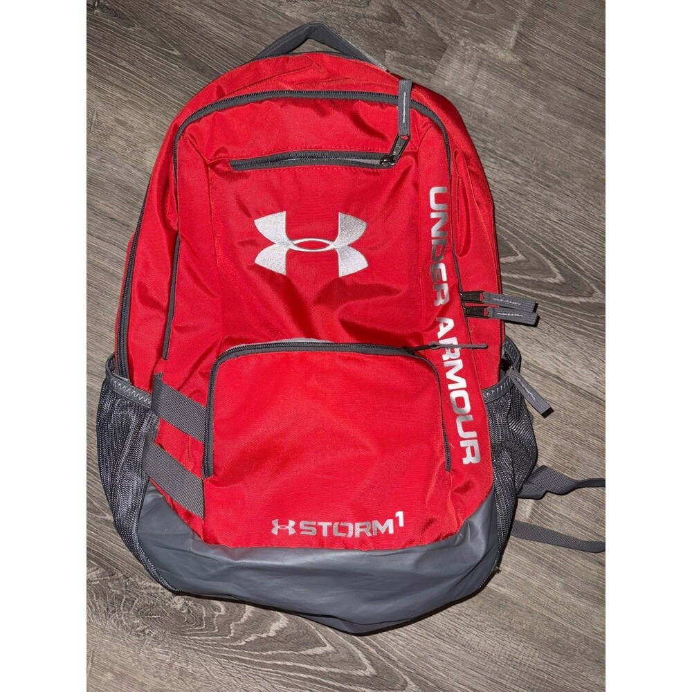 Under Armour Storm1 Red Gray Backpack Laptop School Bag UA Logo